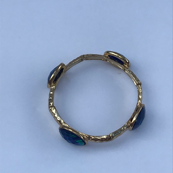 4 green blue stones with gold elastic holders bracelet - Picture 2 of 7